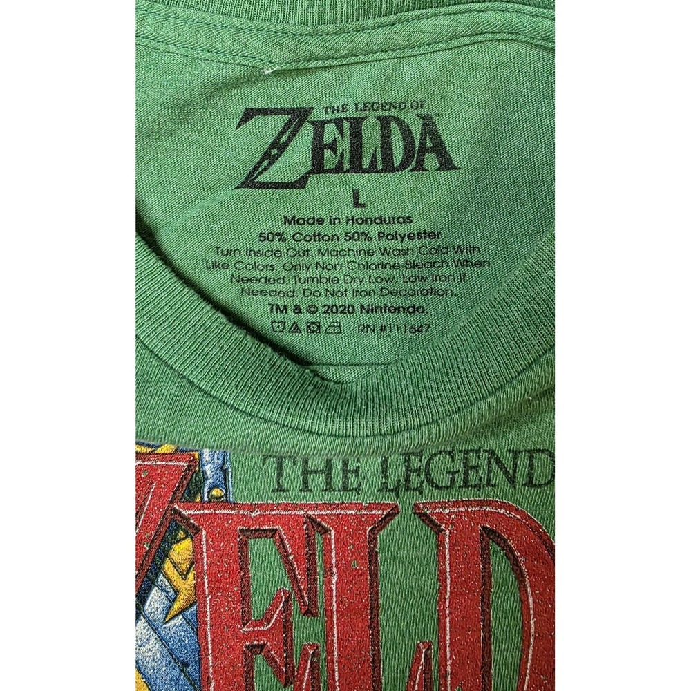 The Legend of Zelda Nintendo Link Graphic Crew Neck Green T-Shirt  Large - Picture 2 of 3